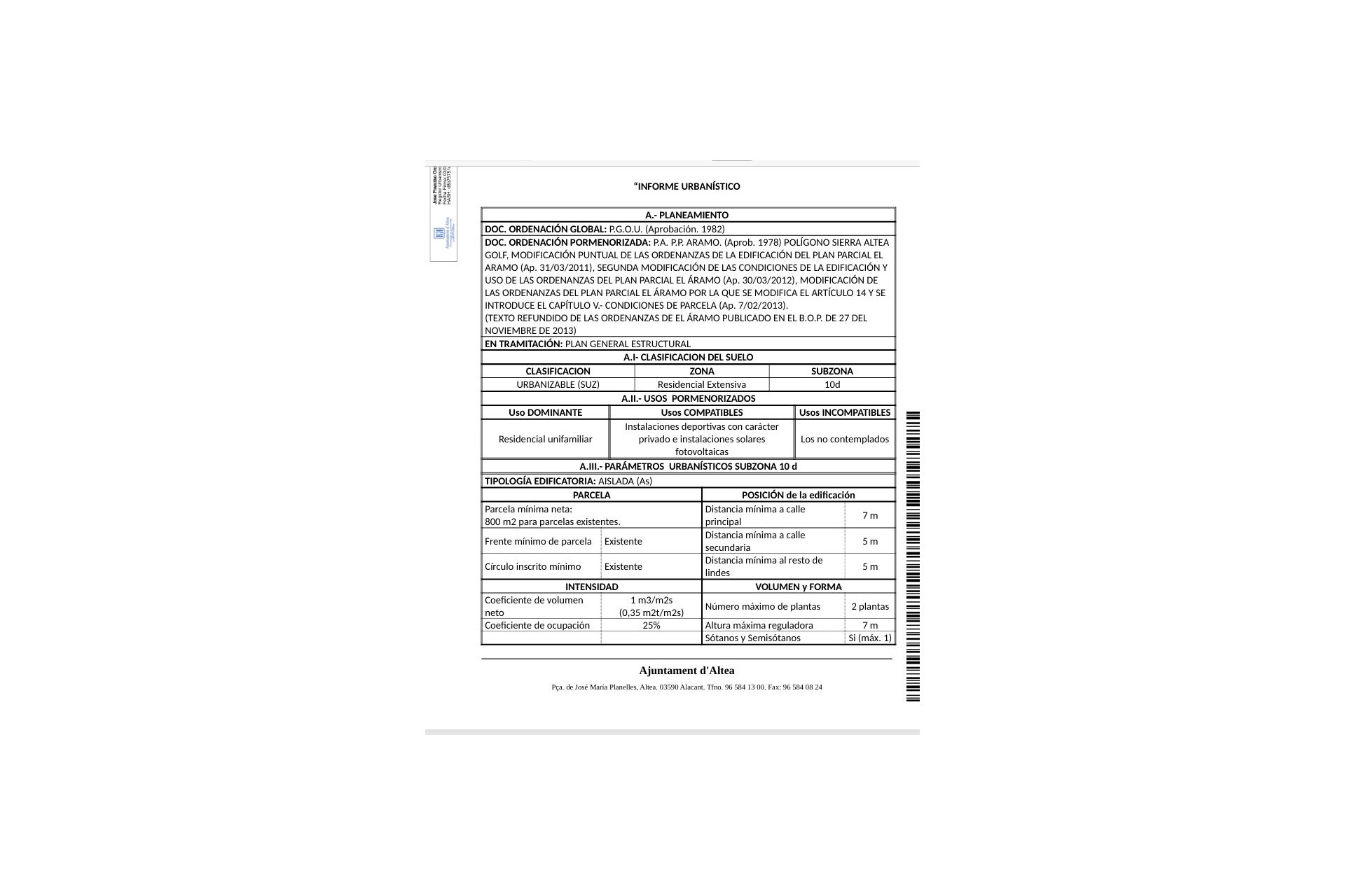 Resale - Plot / Land -
Altea