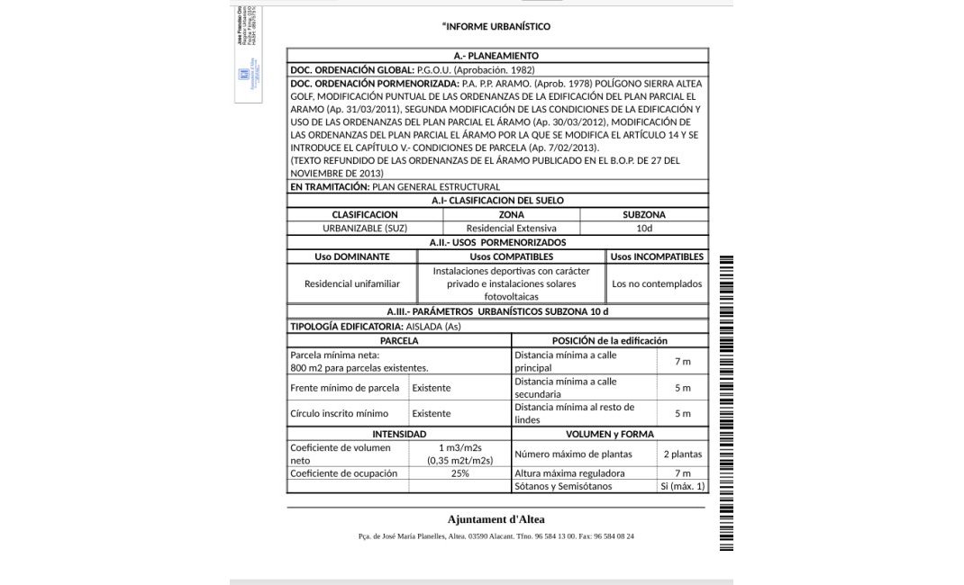 Reventa - Parcela / Terreno -
Altea